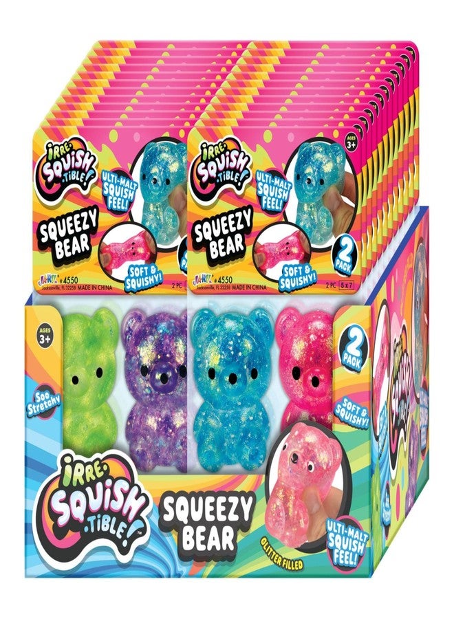 JA-RU Squeezy Bear (24 Packs with 2 Bears Each) Irresistible Soft & Squishy Glitter Filled Glitz Toy for Boys & Girls. Stretchy Ulti-Malt Squish Feel Party Favor Fidget for Kids, Teen & Adult. 4550-24 - Image 1